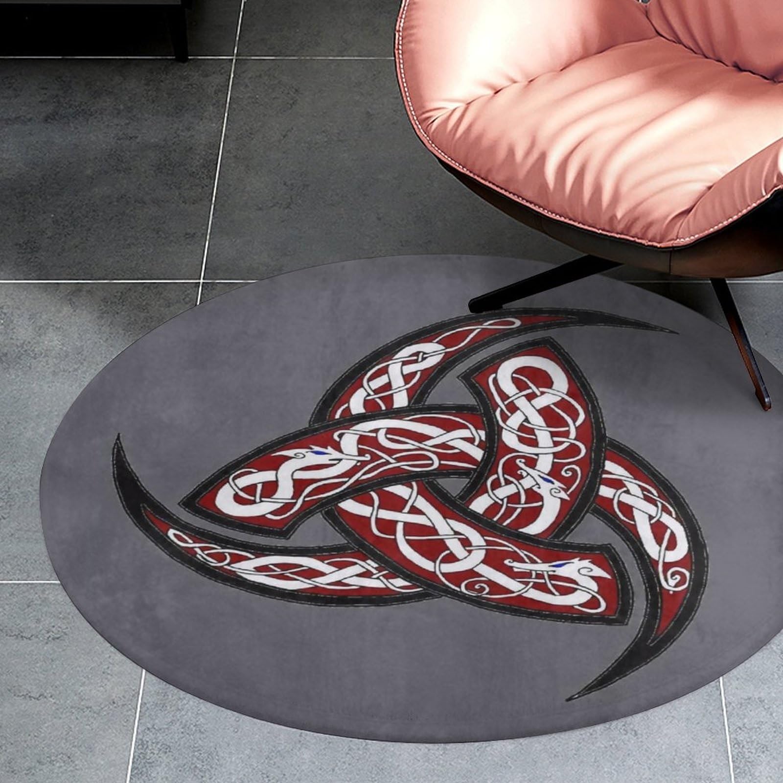 Tapis Viking rond doux et antidérapant Corne d'Odin pour isoler les sols froids