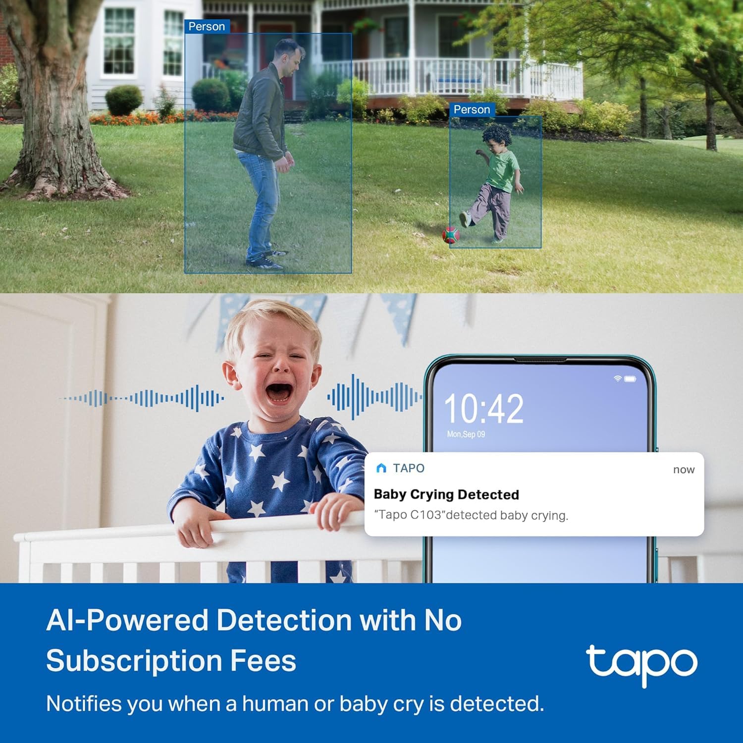 Tapo 2K Pan/Tilt Security Camera for Baby Monitor, Dog Camera w/Motion Detection, 2-Way Audio Siren, Night Vision, Cloud&SD Card Storage, Works w/Alexa & Google Assistant, 2-Pack (Tapo C210P2): Indoor/Outdoor Black 1-Pack