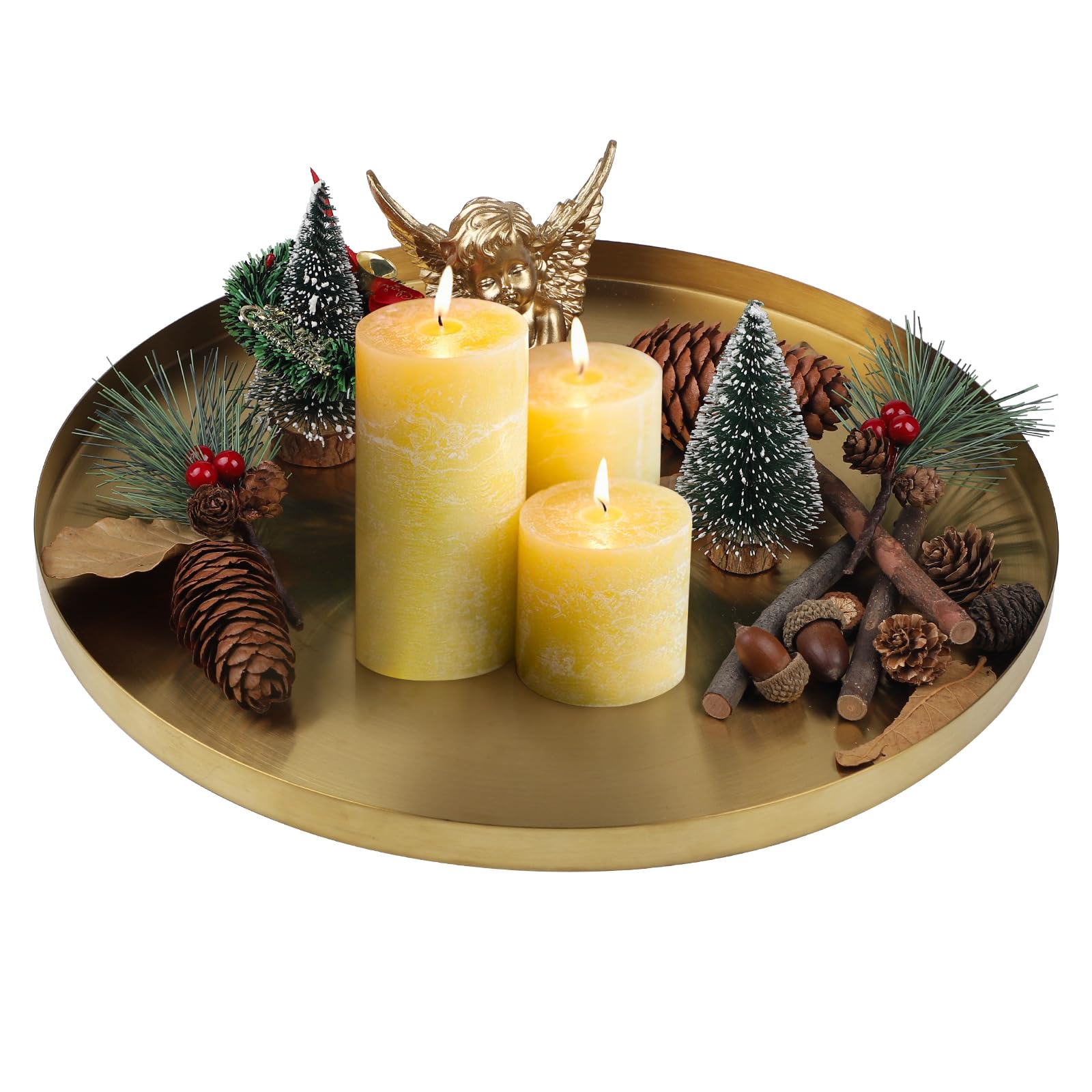 4pcs Plateau Doré 14 cm,Plateau Rond Decoratif en Acier Inoxydable