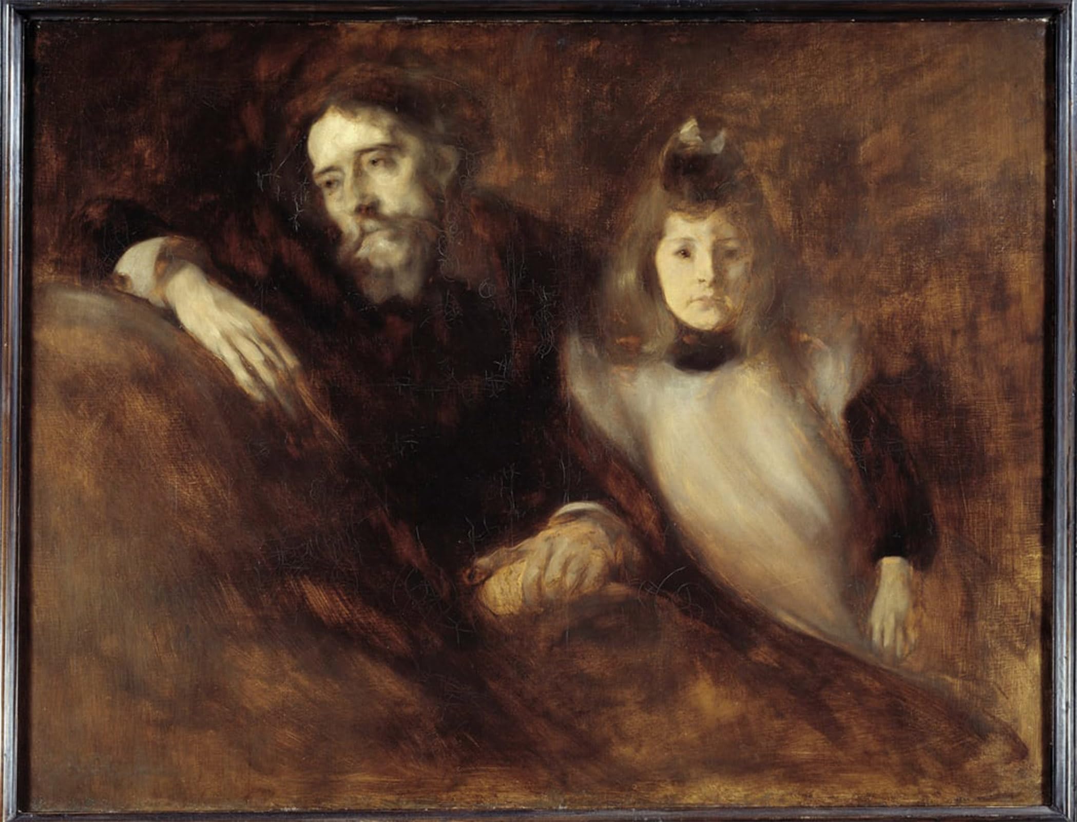 SERENDIPITP Retro Picture Poster Wall Art Pictures Painting Alphonse Daudet and His Daughter Painting by Eugène Carrière Wall Art Canvas Print for Wall Decor 60x90cm