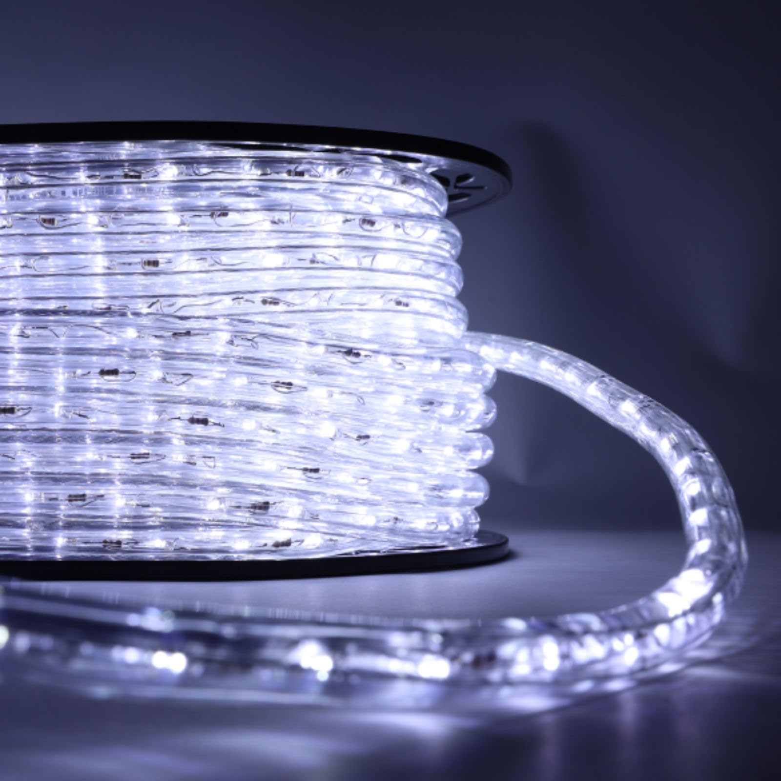 Luccika Tubo Luminoso LED 50m, PVC Trasparente, 36 LED/M, IP67 Interno ed Esterno, Tagliabile e Prolungabile, Controllo Touch, Decorativo Professionale per Eventi e Festività (Bianco Ghiaccio)