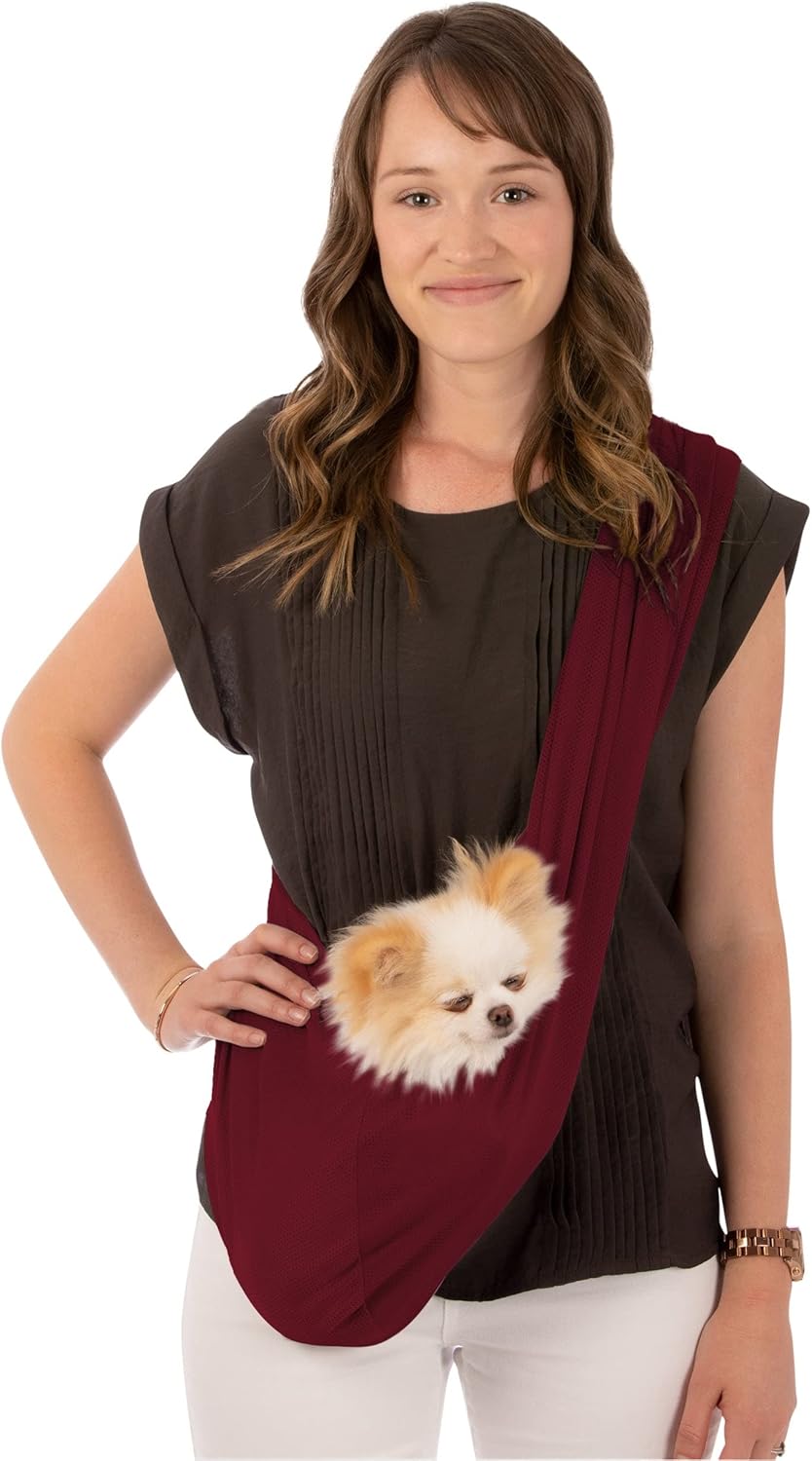 Susan Lanci Designs Premium Mesh Sport Sling Carrier for Dogs, Medium, Burgundy