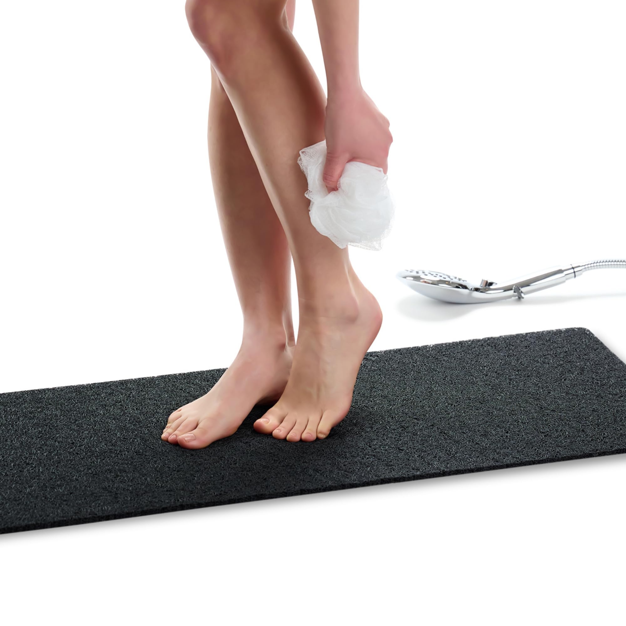 Non Slip Bathtub Mat Shower Mat for Tub - Loofah Bath Mats for Bathroom - 40x16 Bathtub Floor Mat - Textured Anti Slip Bath Mat Without Suction Cups - Secure Mat for Wet Areas (40x16 Black)
