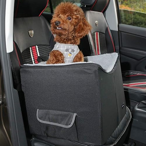 Miniatura 2 de PetsWow Asiento elevador para mascotas para perros pequeños, asiento de coche para perro, asiento de seguridad para cachorros, vehículos cama para