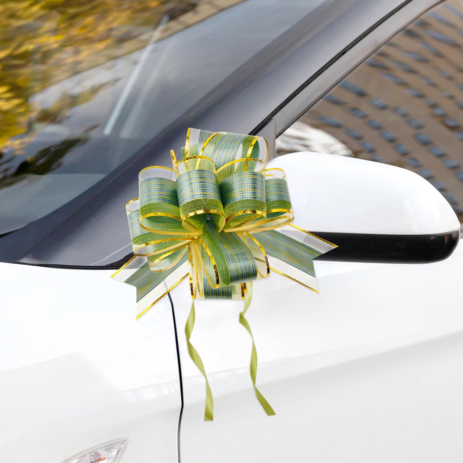 12 Fiocchi Regalo Autotiranti Verde - Coccarde Grandi Per Pacchi, Natale, Matrimoni E Decorazioni - Foto 6