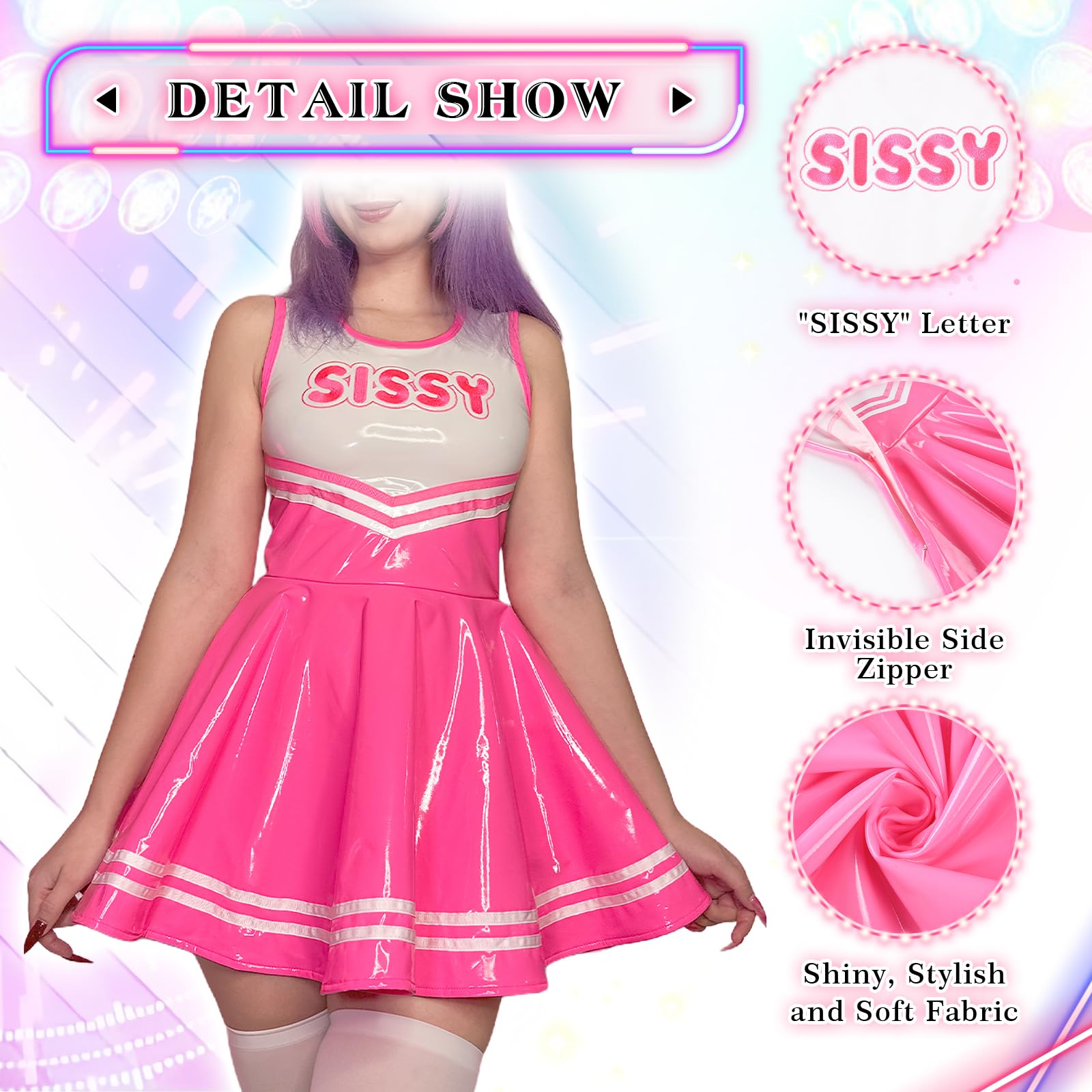 LittleForBig Mini abito da donna senza maniche in finta pelle aderente