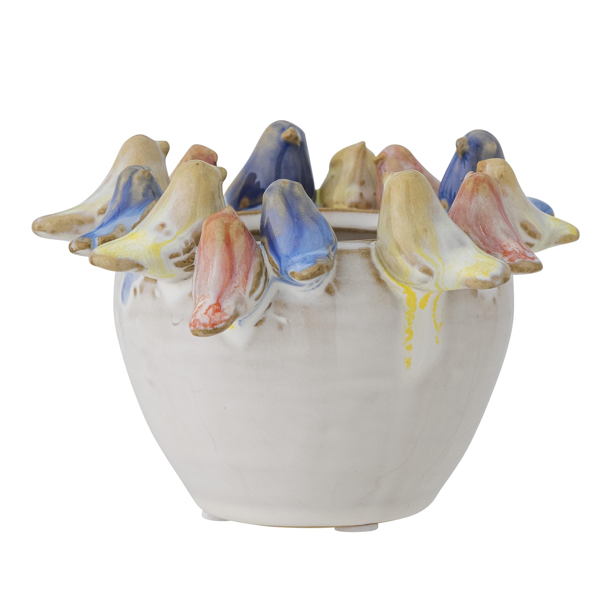 Bloomingville Eanna Flower Pot, Grey, Stoneware, Diameter 12.5 x Height 8 cm