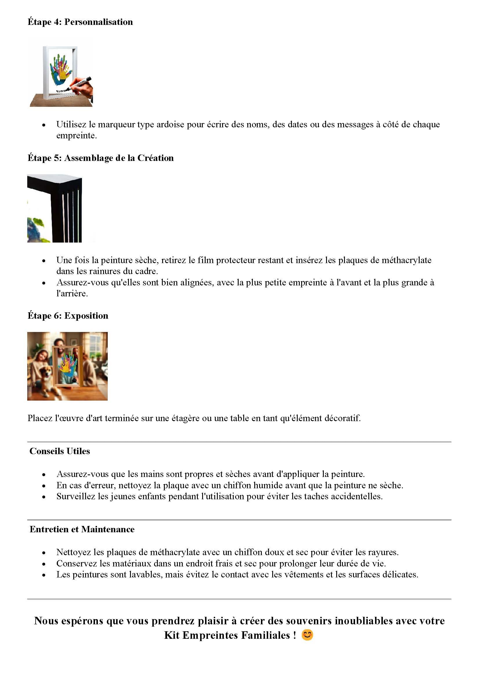 Kit d'empreintes familiales avec cadre-peintures non toxiques-plaques acryliques, outils pour le bricolage - Parfait pour la fête prénatale, les nouvelles mamans et la décoration de la maison (Blanc)