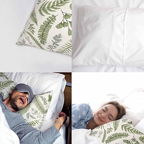 Miniatura 4 de AOYEGO Funda de almohada con diseño de hojas y hierbas, vintage, floral, botánico, sembrado de eucalipto, helecho, pelo de doncella, funda de