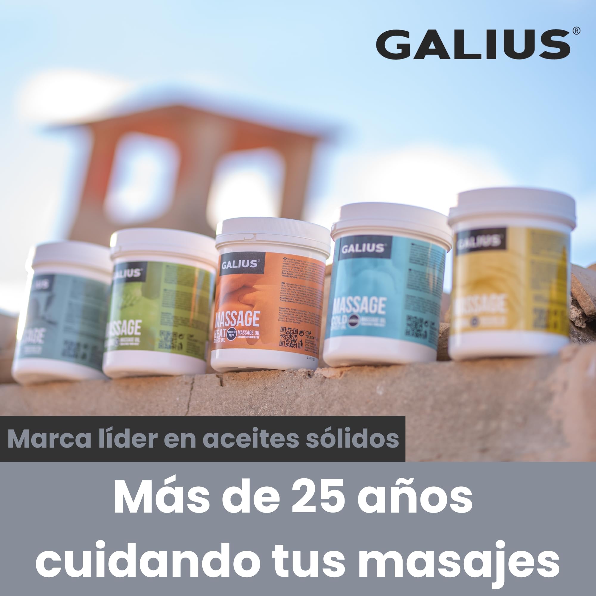 Galius - Pack de 4 Aceites Corporales Sólidos para Masaje 100ml - Aceite Masaje Efecto Frío, Neutro, Relajante, de Romero - Aceites Esenciales - Ideal para Profesionales y Deportistas - No Mancha Ropa