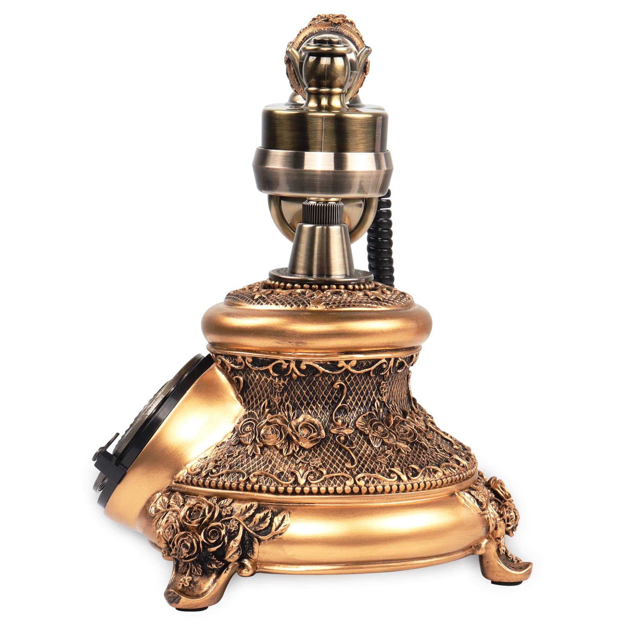 CERRXIAN Retro telefon stacjonarny gramofon, obrotowy antyczny telefon, żywica imitacja miedzi stały telefon dekoracja telefonu domowego biura telefon-miedziany kolor-109BS