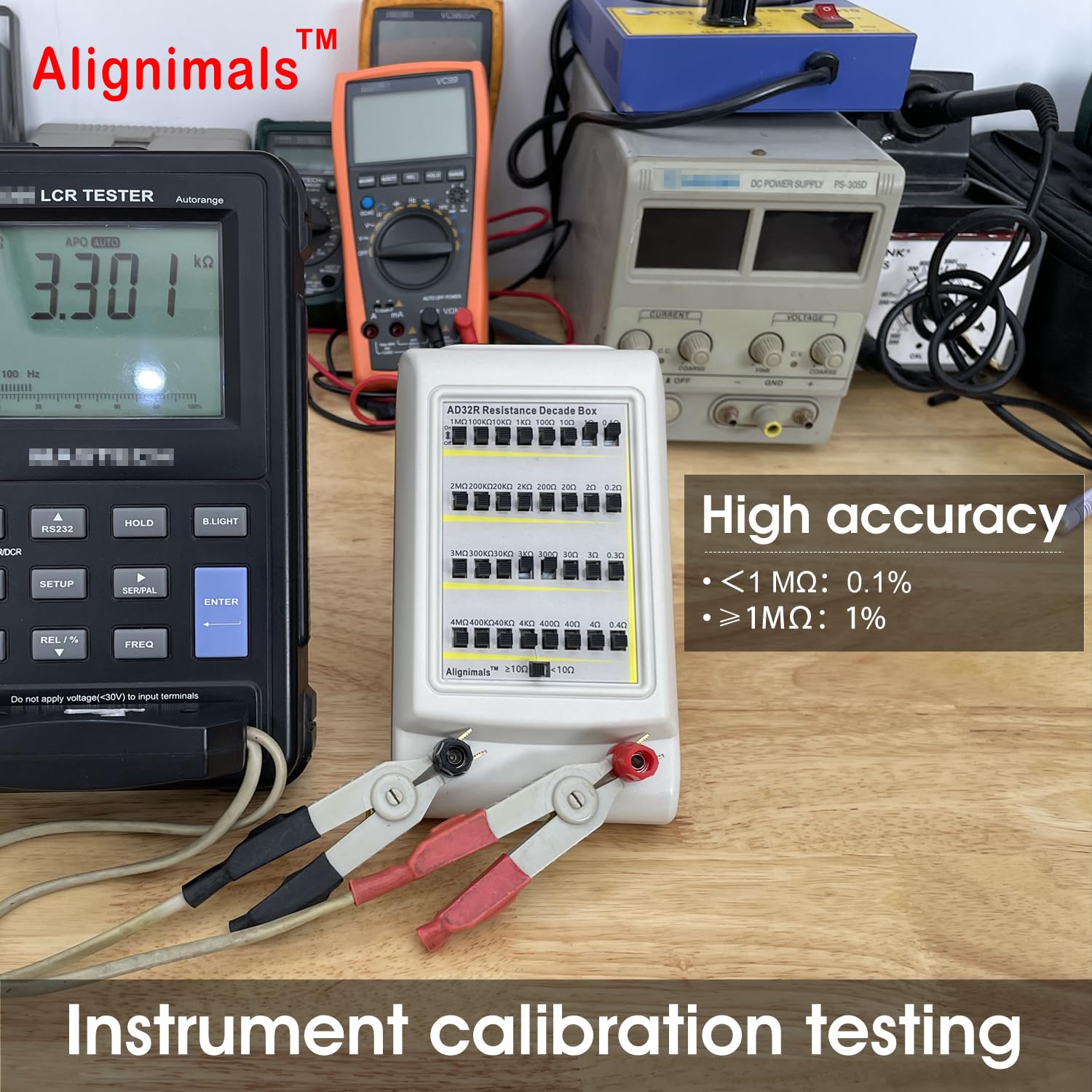 AD32R V1.2 Resistor Decade Box,1Ω to 11MΩ,1% Accuracy, 8 Decades Resistance Range.