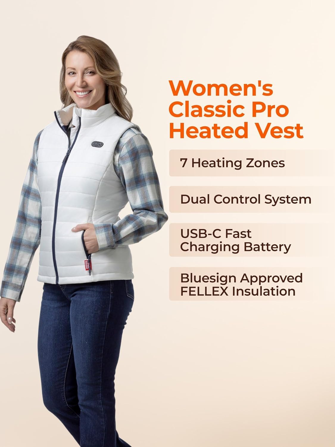 ORORO Women’s Heated Vest with 7 Heat Zones, Dual-Control Heating Vest with USB-C Rechargeable Battery - Image 5