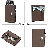 Portafoglio Uomo Slim Con RFID - Portacarte, Tasca Cerniera, Chiusura A Bottone, Marrone - Foto 10