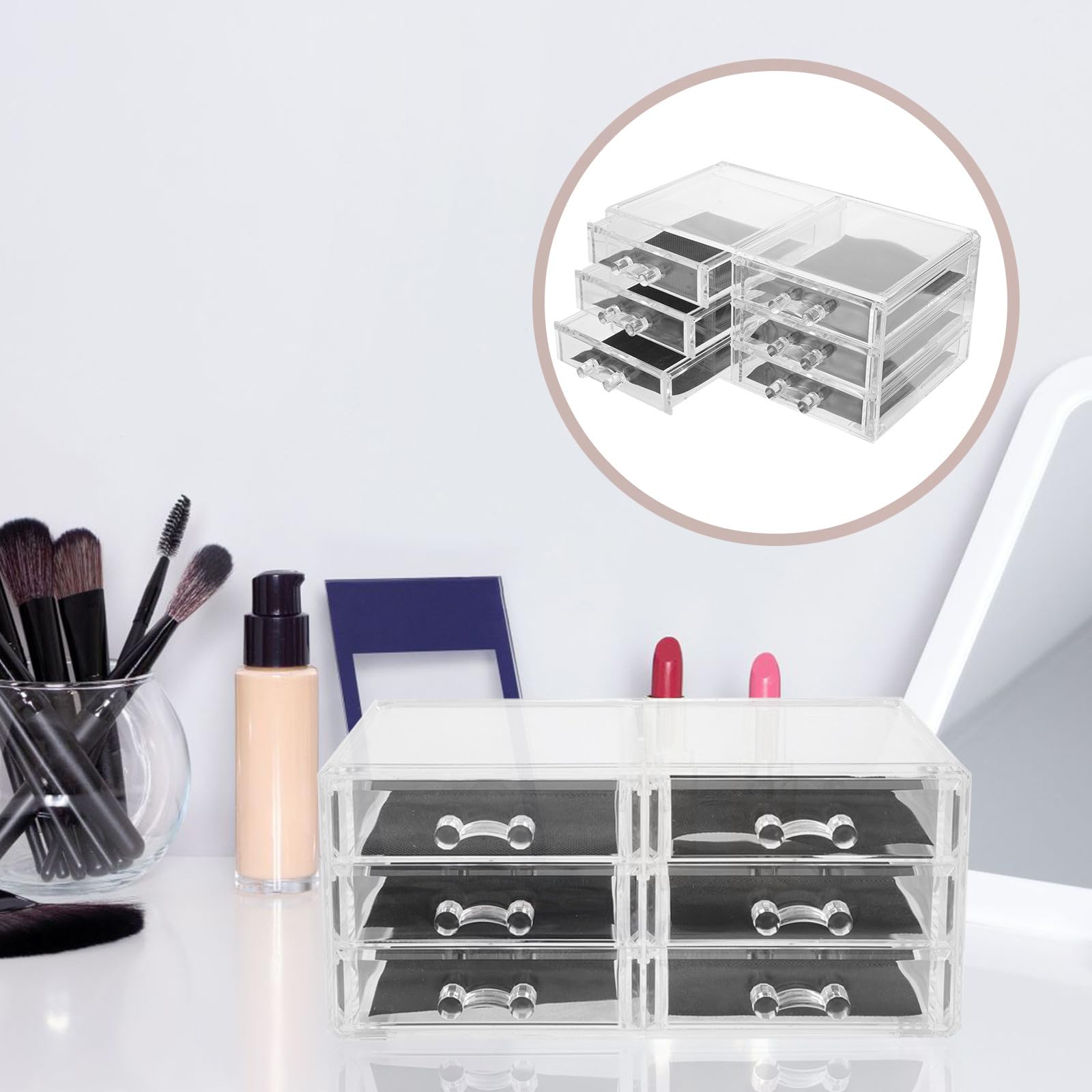 Operitacx Organizer Grande Capacità in Acrilico Trasparente per 3 per Cosmetici e Accessori Design e Funzionale per Bagno o Camera