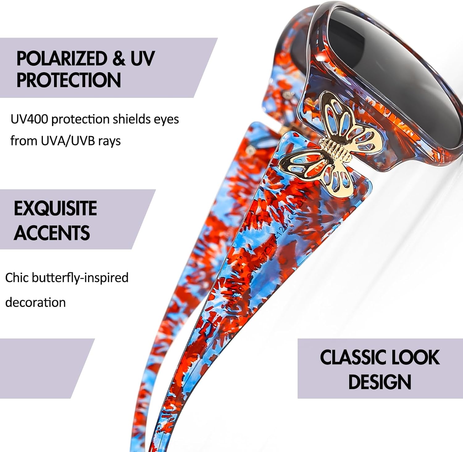 SIPHEW Women's Polarized Sunglasses - Wrap Around Stylish Rectangular Frame w UV Protection Sun Glasses for Women - Image 4