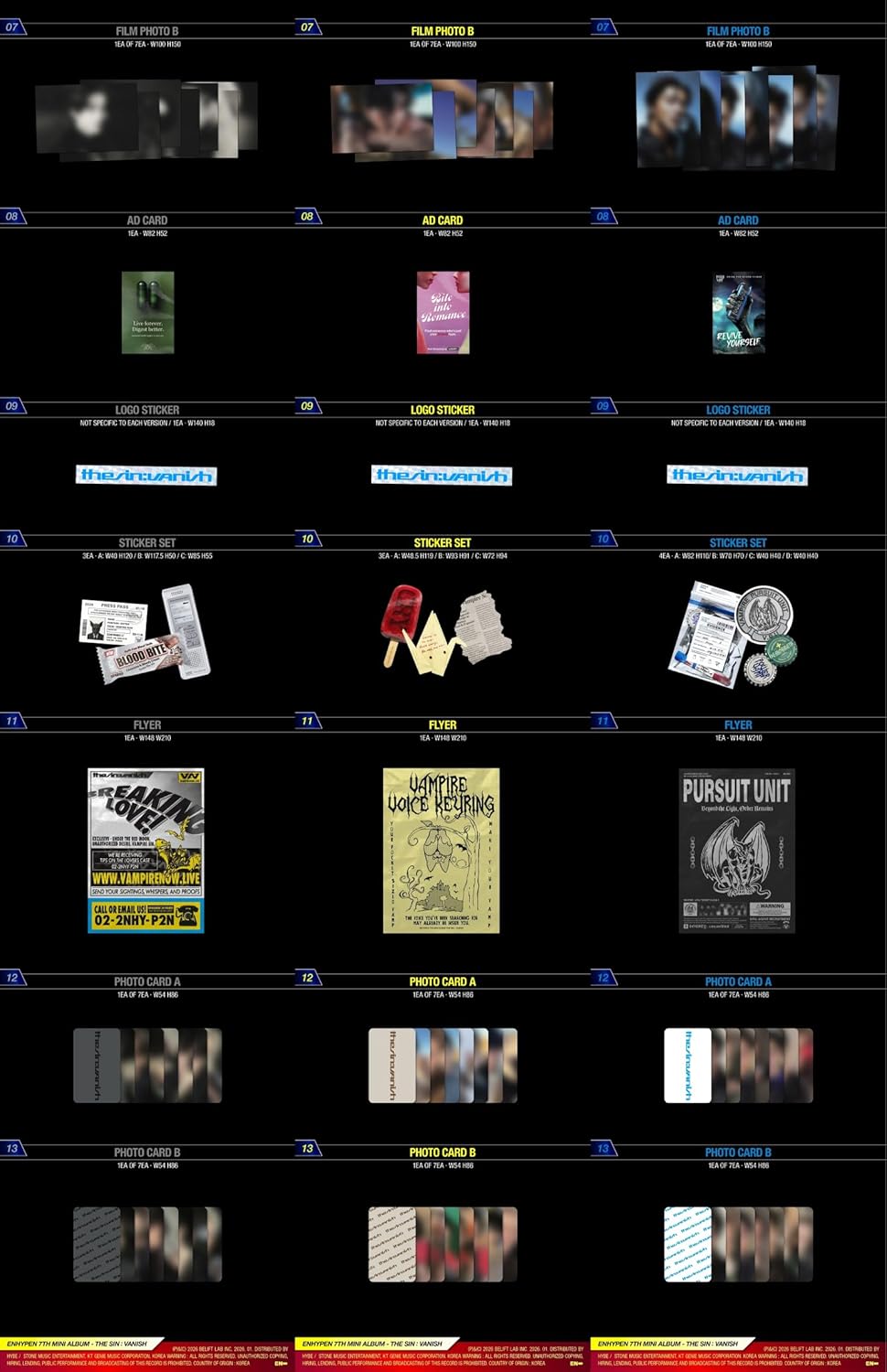 EN- ENHYPEN The SIN : VANISH 7th Mini Album with Tracking Sealed (4 Set:Standard+FUGITIVES+Keyring+Weverse)