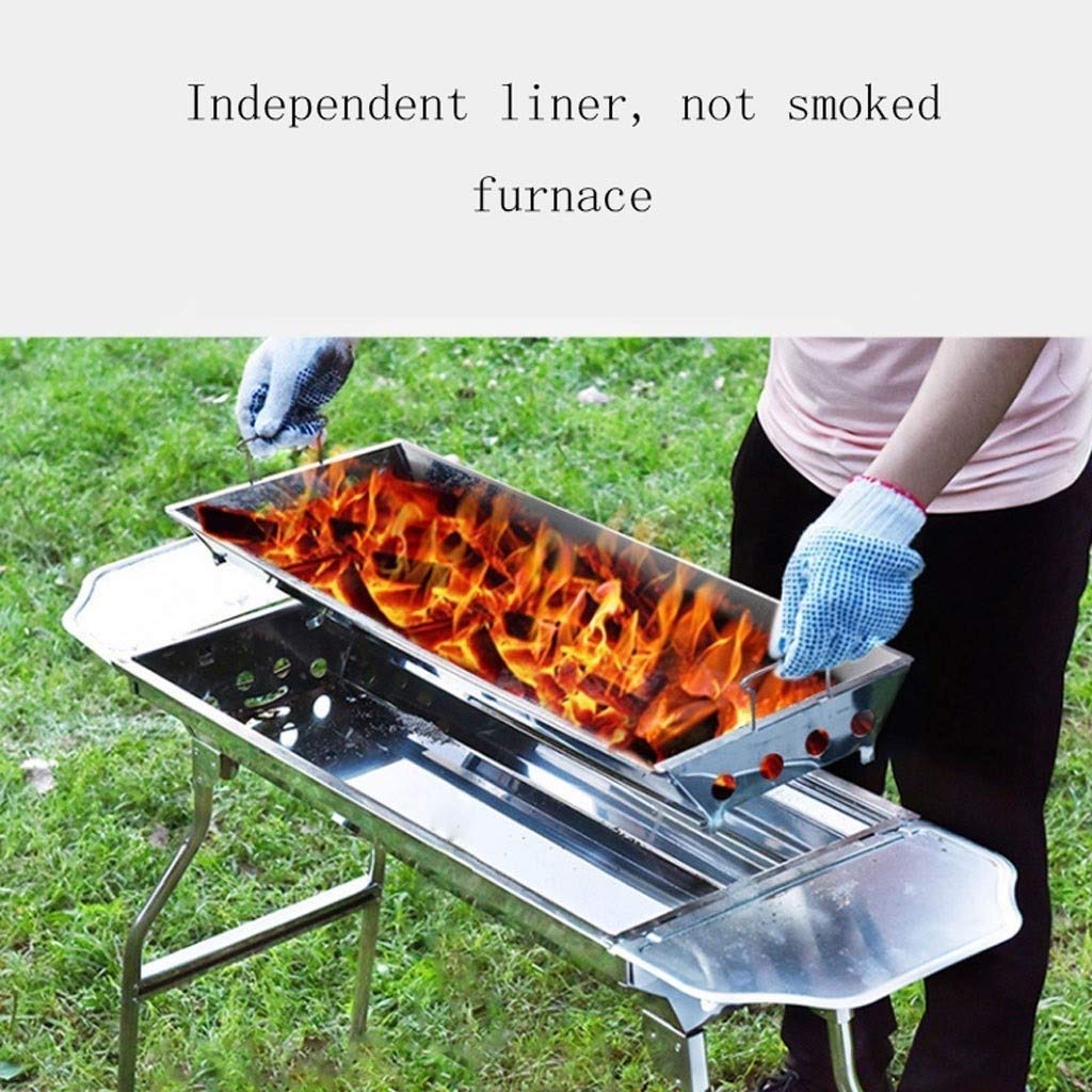 Grill Domowa kuchnia Piknik Gruby grill węglowy ze stali nierdzewnej z półką piknikową,Grill ogrodowy
