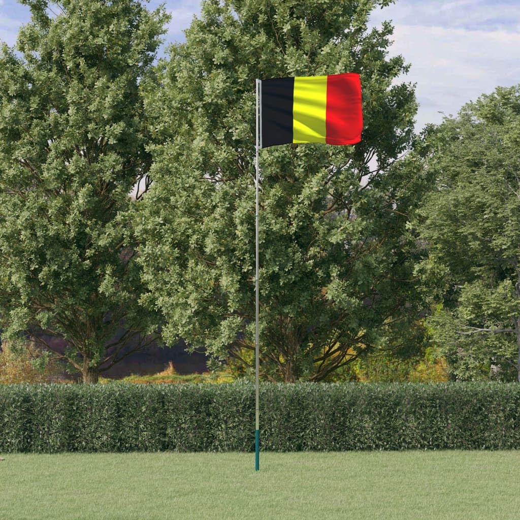 Produktbild von VidaXL Belgische Flagge Mit Mast 5,55m - Nationalflagge Garten Set Mit Teleskopmast
