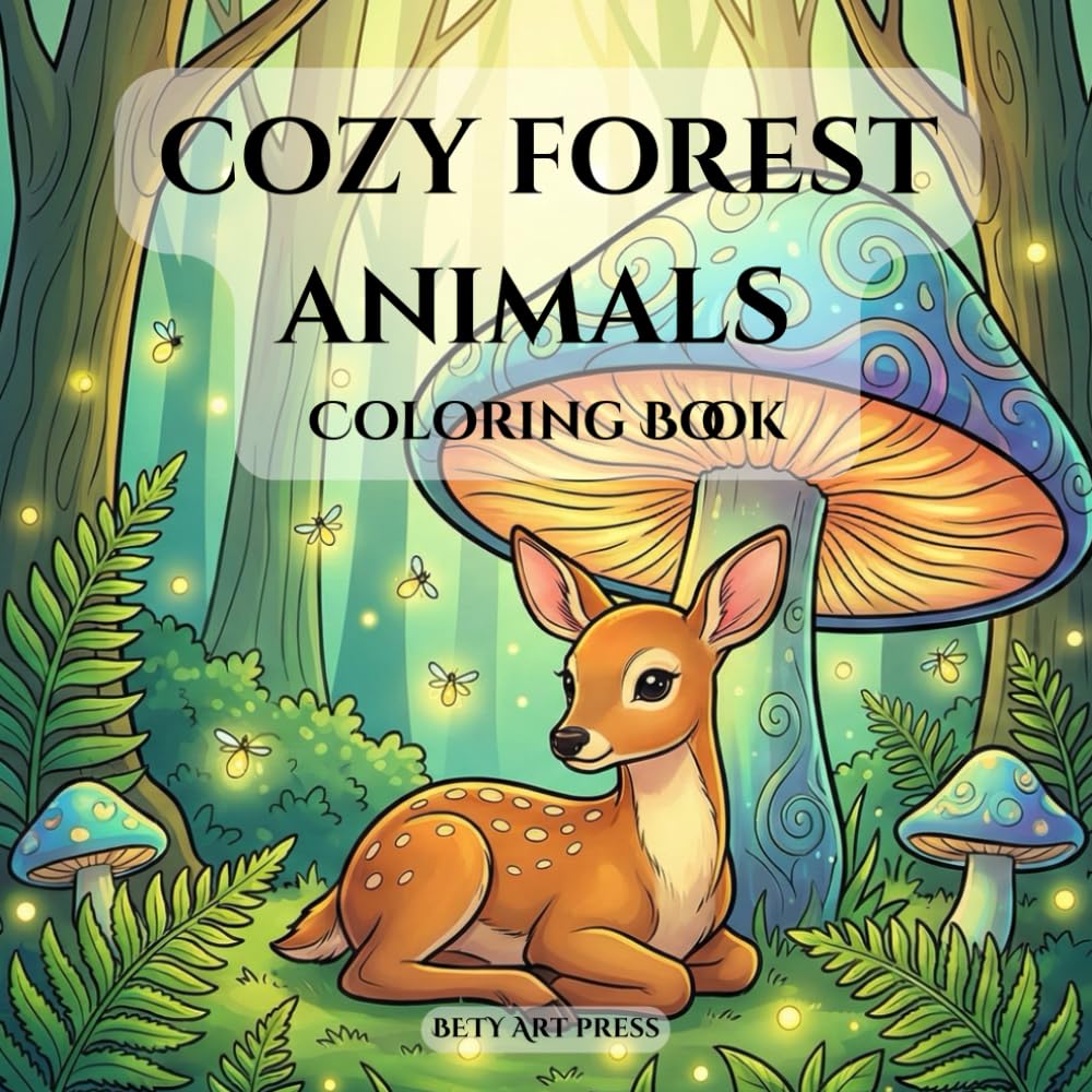 Cozy Forest Animals Coloring Book: An Adult and Kids Coloring Book Featuring Animals and Nature Scenes