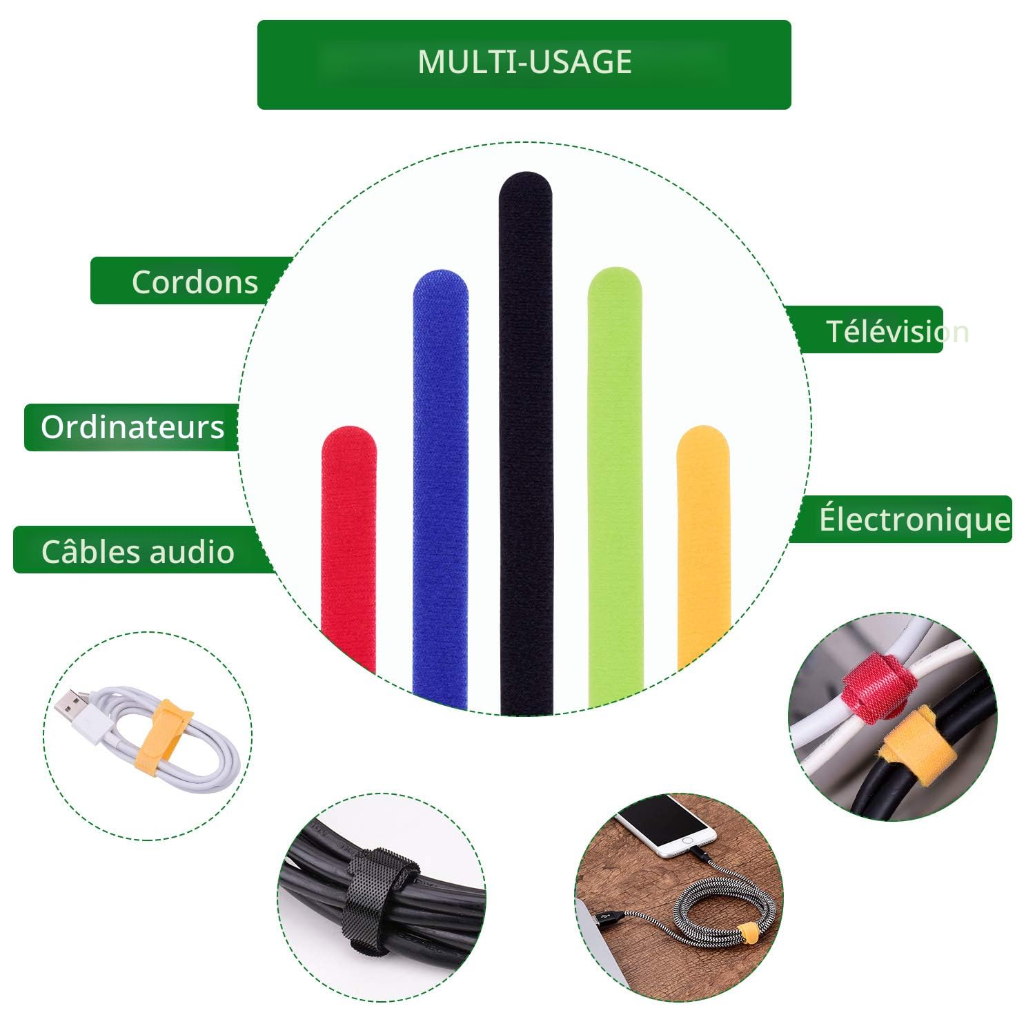 Lot De 30/50 Attaches De Câble Réutilisables, Ruba... - Grandado