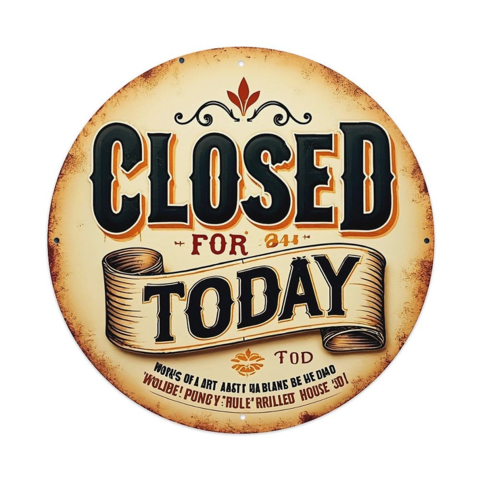Jdyaojiesheng Vintage Closed For Today Sign Pattern Round Tin Sign Retro Metal Wall Decor Metal Poster, Home Bar Garage Farmhouse Cafe Wall Art Decoration 8X8inch
