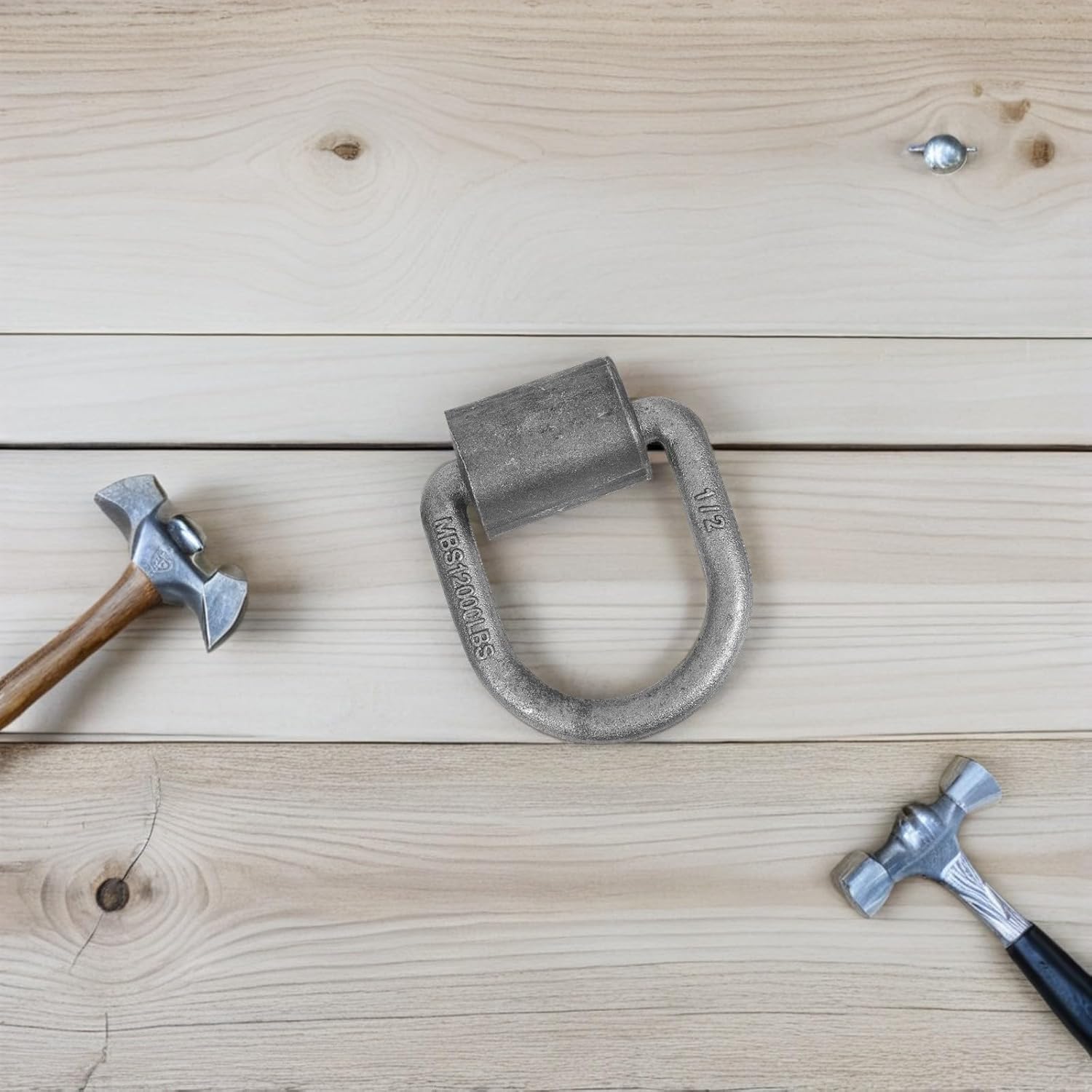 Cabilock 4pcs 1/2 Inch Welded D-Ring Anchor Heavy Duty Forged Steel Trailer Tie-Downs for Trucks Rv Cargo ATV Mooring