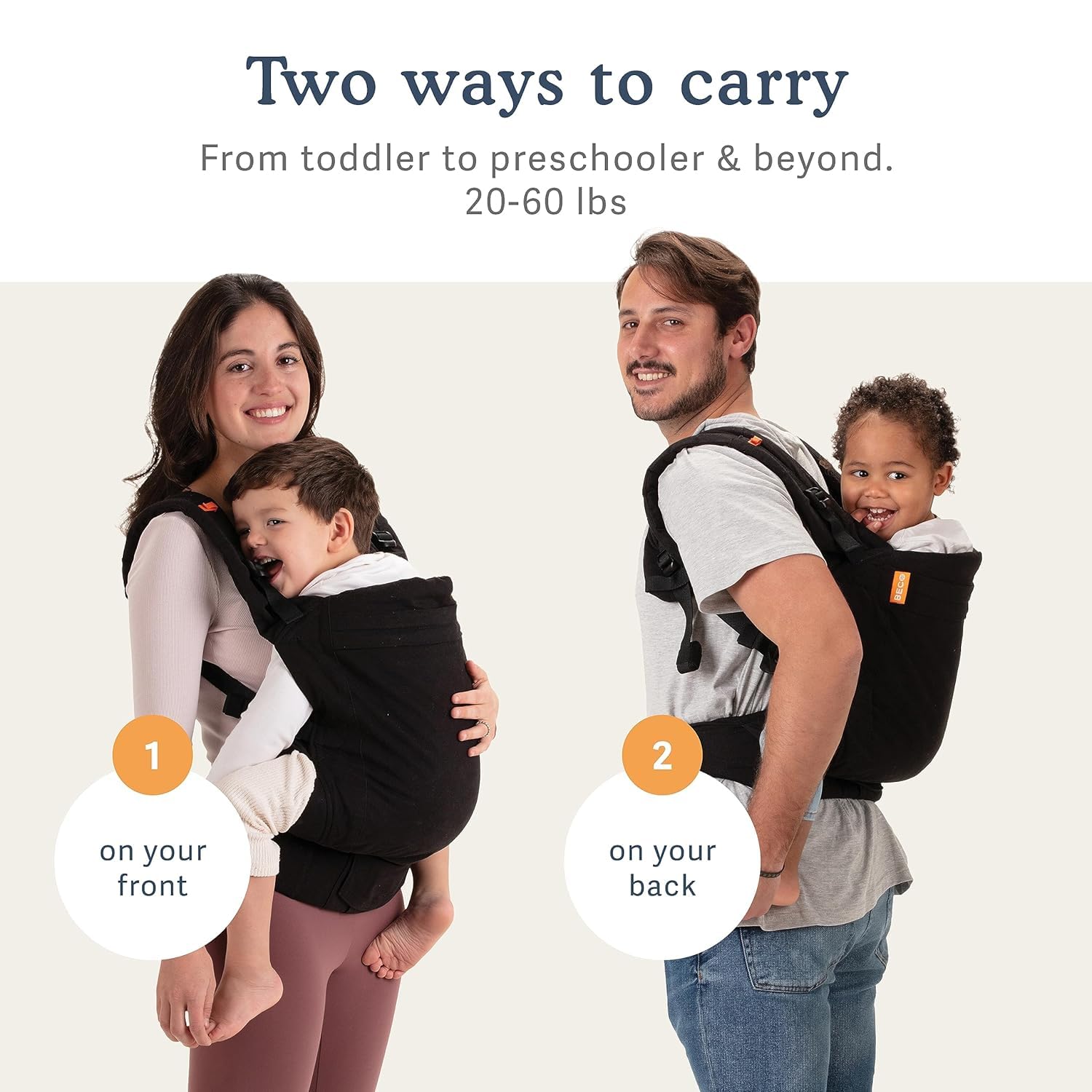 Beco Toddler Nosidełko dla dzieci z siedziskiem Extralarge - Nosidełko dla dzieci, 100% bawełna, lekkie i oddychające, do noszenia z przodu i z tyłu, dla dzieci o wadze od 9 do 27 kg (szare)