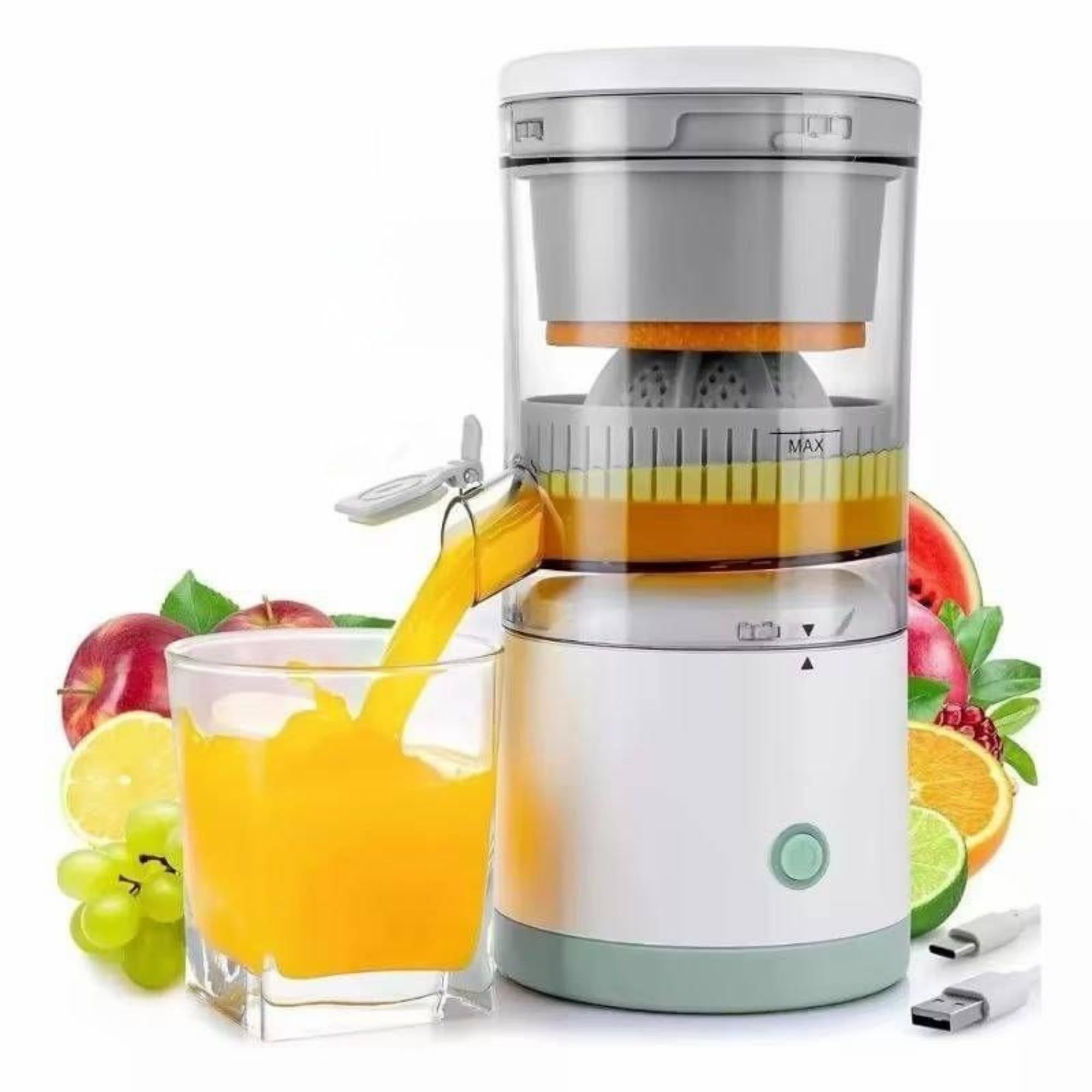 drumstone (1+1-𝐘𝐄𝐀𝐑 (extended) 𝐖𝐀𝐑𝐑𝐀𝐍𝐓𝐘) citrus juicer | electric orange & lemon squeezer | usb rechargeable | compact 360° multifunctional juicer for fresh juice | perfect for kitchen