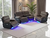 Vista 34 de Juego de sofá reclinable eléctrico, juego de sofá reclinable de cine en casa, sofá biplaza reclinable de cuero transpirable