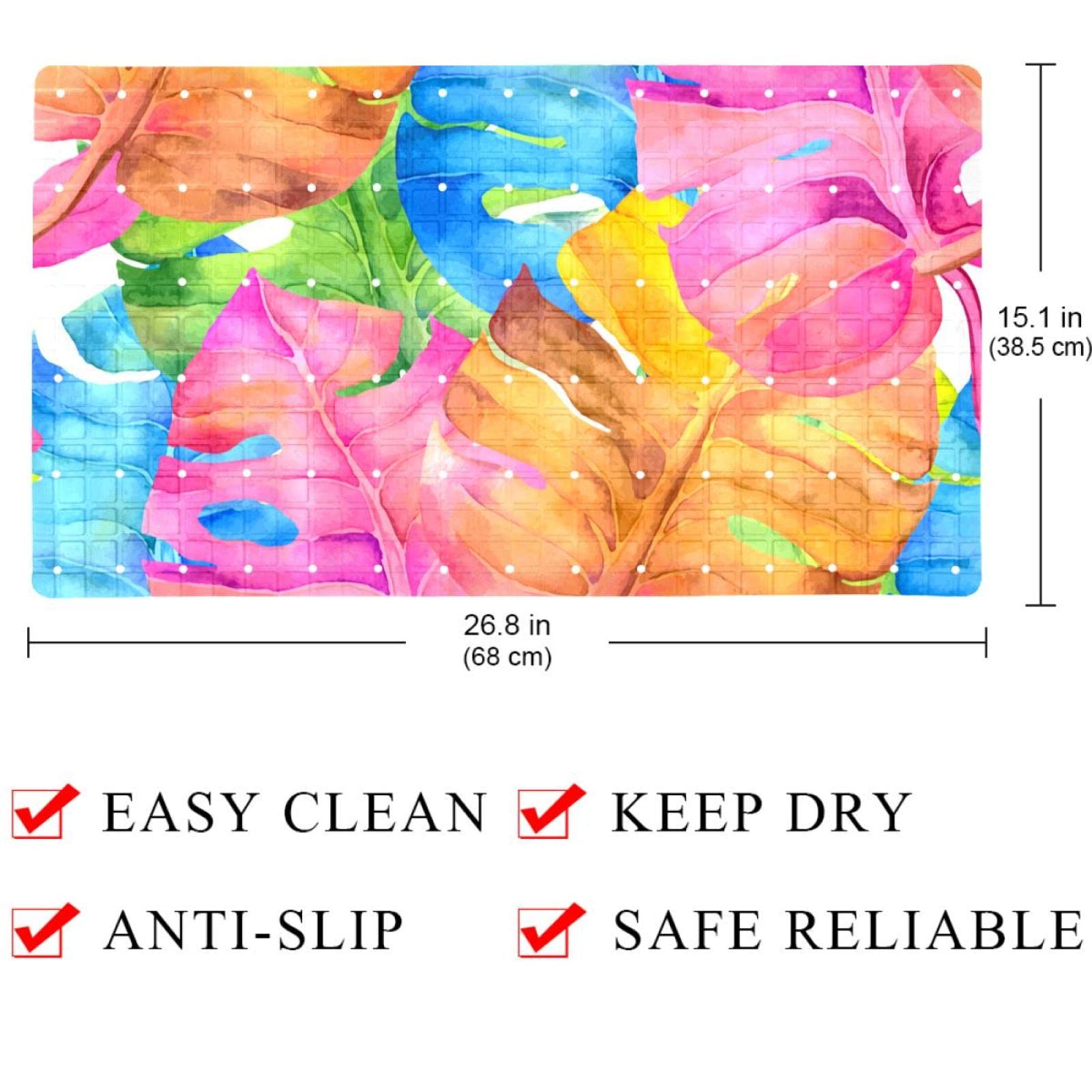 Badematte für Kinder, Motiv: Palmenblätter, rutschfeste Badewannenmatte, Duschmatte für Babys, Kleinkinder, maschinenwaschbar, 40 x 70 cm