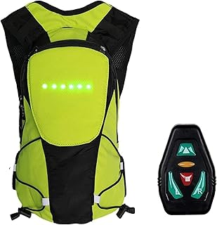 N-B Zaino da ciclismo, zaino da bici con indicatori di segnale a LED posteriori, luci di direzione lampeggianti, zaino da esterno con indicatore LED di guida sicura impermeabile