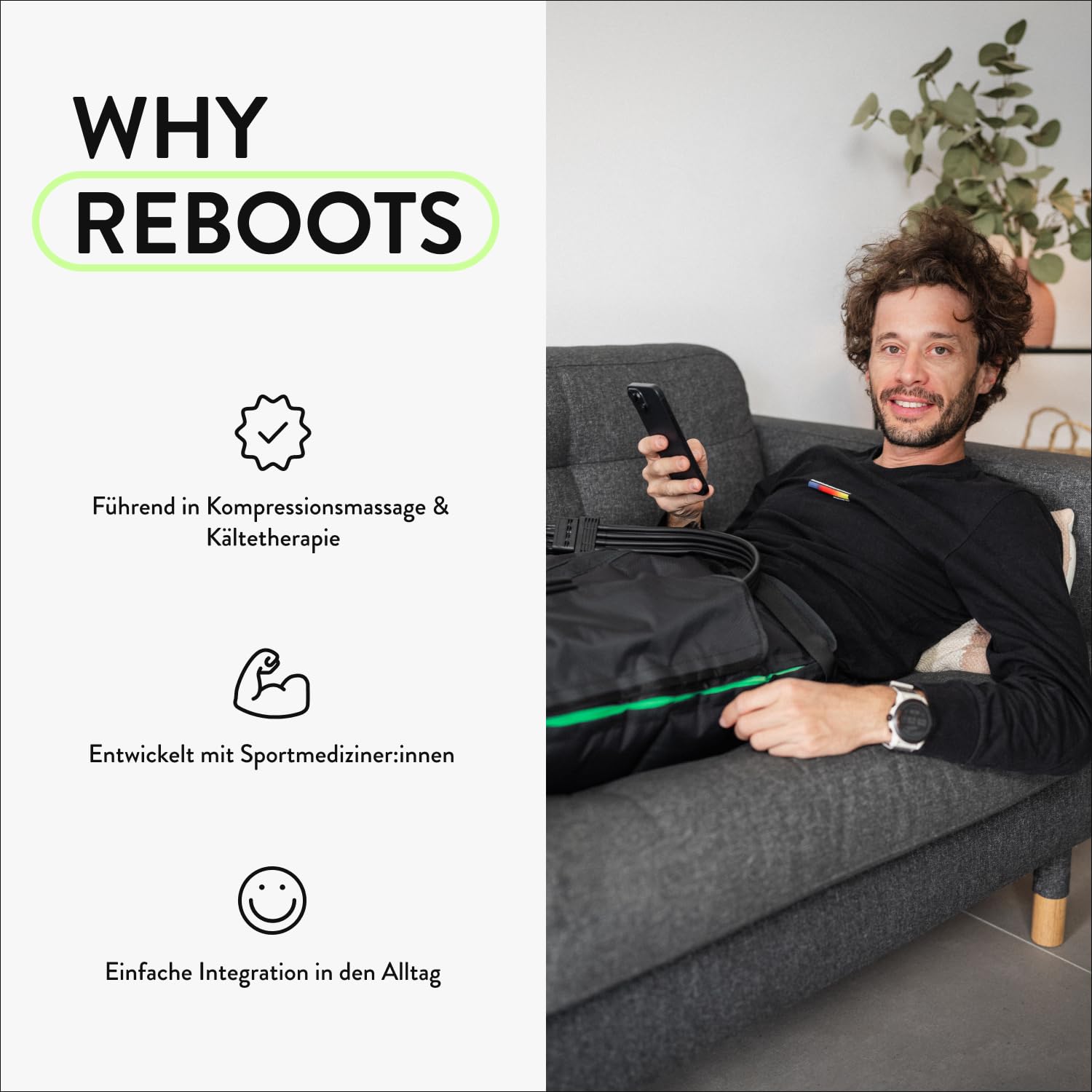 Go Lite Pants – Beinmassagegerät | 180 mmHg | 4 überlappende Kammern | für Zuhause & Unterwegs | S/M