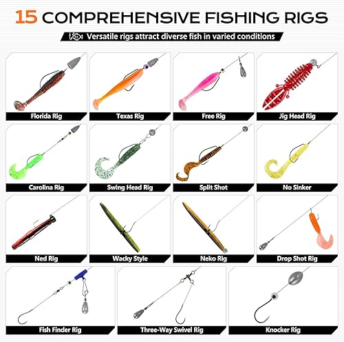 Miniatura 5 de PLUSINNO Kit de Accesorios de Equipo de Pesca de 449 piezas, Caja de Aparejo de Pesca con Aparejo Incluido, Ganchos de Pesca, Pesas y Plomos de Kit