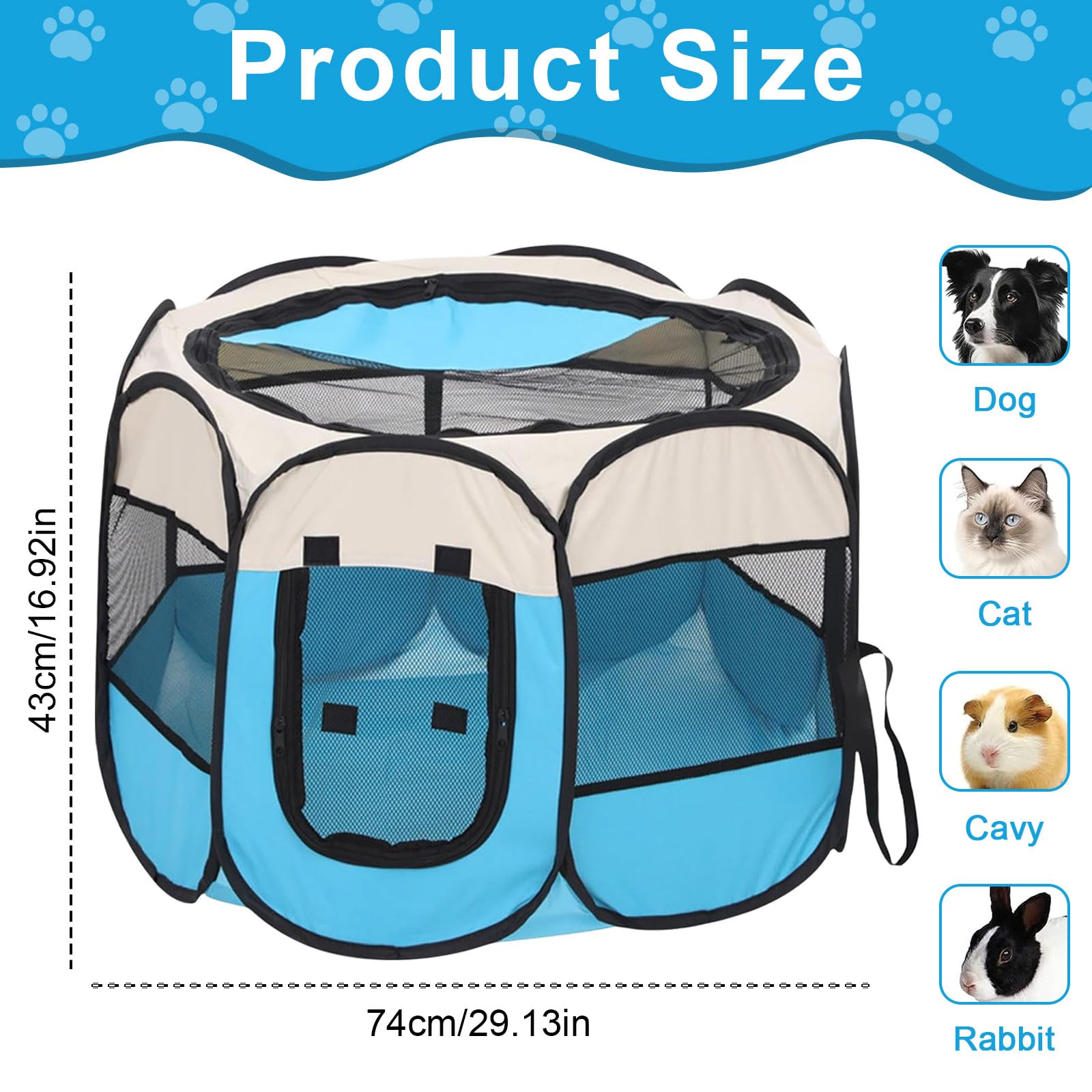 Caño para cachorros plegable para perros y gatos, parque portátil para cachorros, caja plegable para gatos, resistente al agua, tela Oxford, parque para perros, jaula para gatos, perros, conejos