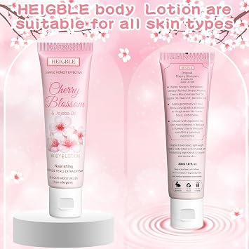 50 Pack Travel Size Body Lotion 1 oz Body Lotion Dry Skin Moisturizer with Flip Cap for Extra Dry Skin, Hotels, Airlines, Offices, Gyms(Cherry Blossom and Jojoba Oil)