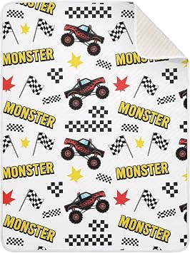 Sinestour Black Monster Truck Baby Cotton Blanket 3040 Inch Toddler Crib Blacket Warm Nursery Stroller Blanket Quilt for Baby Boy Girl