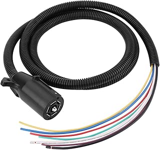 Keenso 7 Way Trailer Plug Cable Cord 7 Pin Trailer Wiring Harness Kit Weatherproof and Corrosion Resistant Blade Molded Connector for RV Towbar Towing 2 Meter Other Gauges