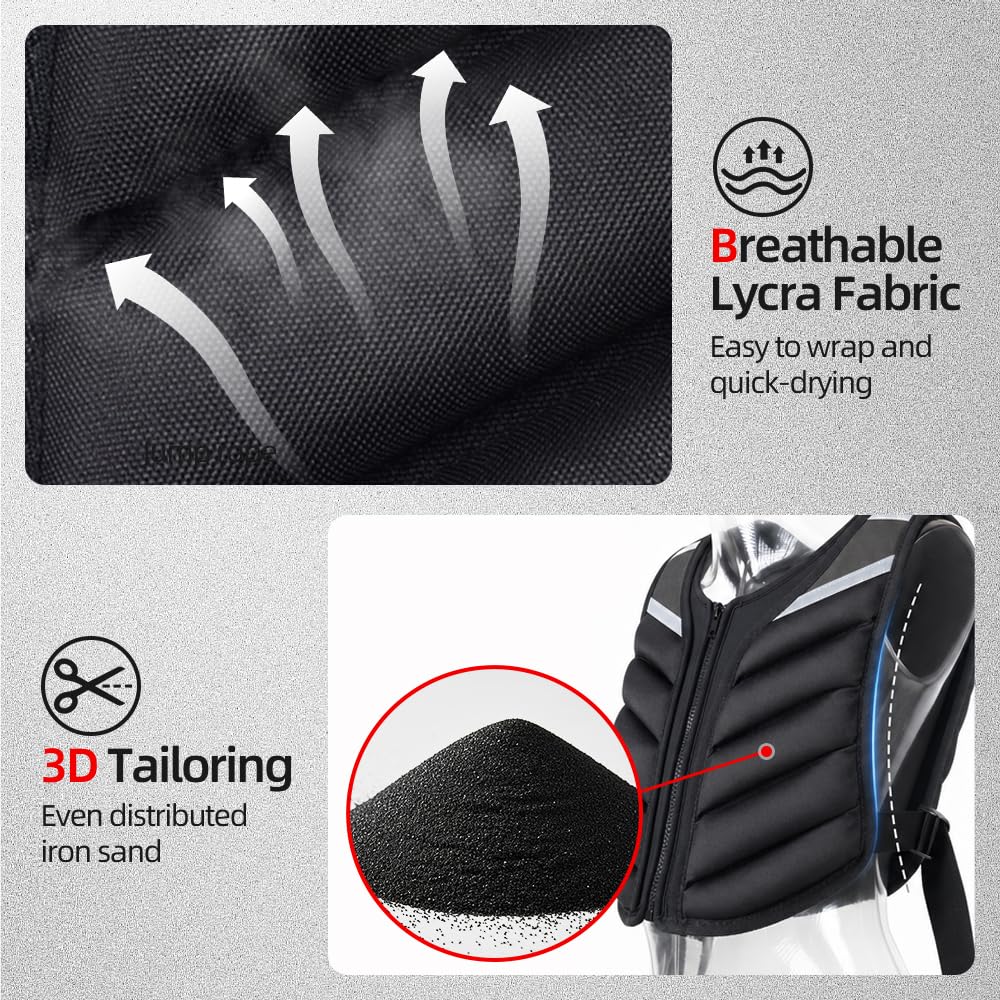 Abahub Chaleco de peso 10 lb (aprox. 4,5 kg) para hombre y mujer, con cremallera, con franja reflectante, chaleco de peso para entrenamiento, entrenamiento de fuerza, correr, caminar, fitness