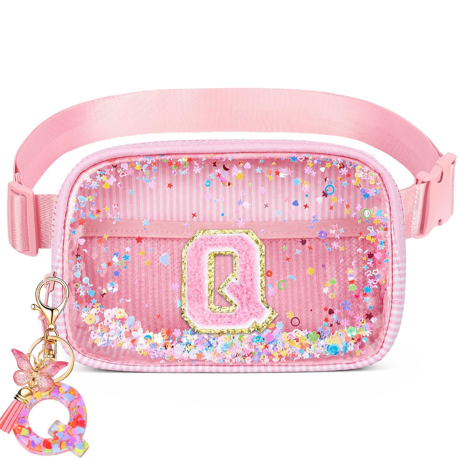 Initial Fanny Pack for Girls - Belt Bag for Teens Kid Teen Girl Kid Birthday Gift Pink Q
