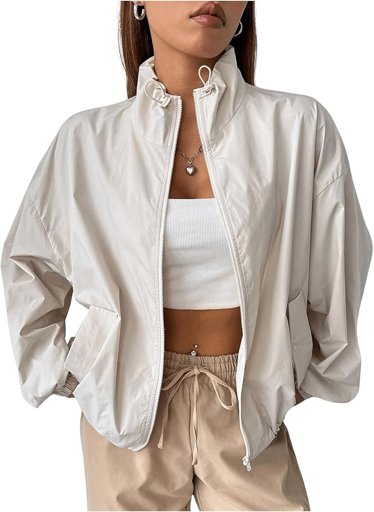 Amazon.com: Verdusa Women's Lightweight Windbreaker Jacket Zip Up