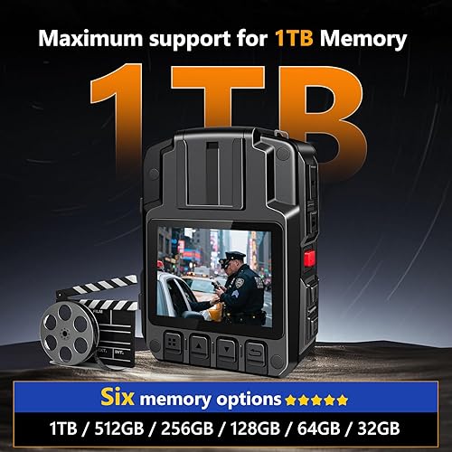 Miniatura 5 de CAMMHD V8-256GB Cámara Corporal 4K con Grabación de Audio y Video, Cámara Corporal 2160P Dos Baterías 4400mAh Funciona 14H, Grabadora de Video