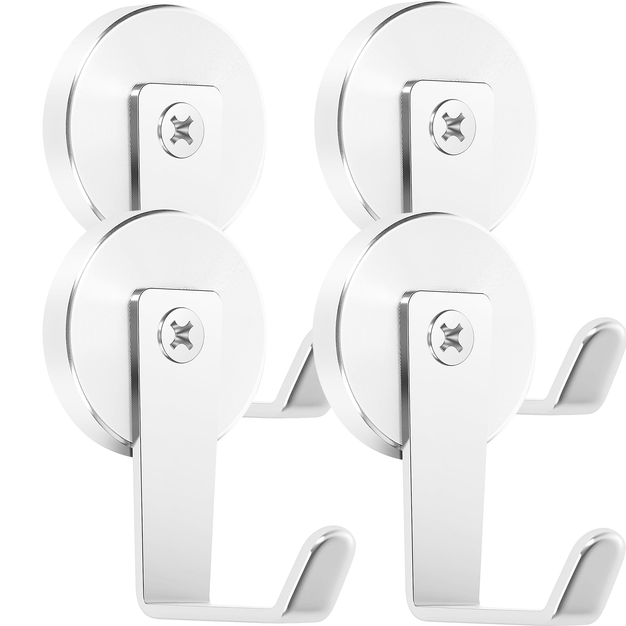 Neosmuk Magnetic Hooks,130lb Heavy Duty Magnet Wreath Hanger,Steel-Tube Base,No-Drill Door Wreath Hanger for Metal Doors/Walls,L- Cruise Cabin Door Hook,Silver,4 Pack