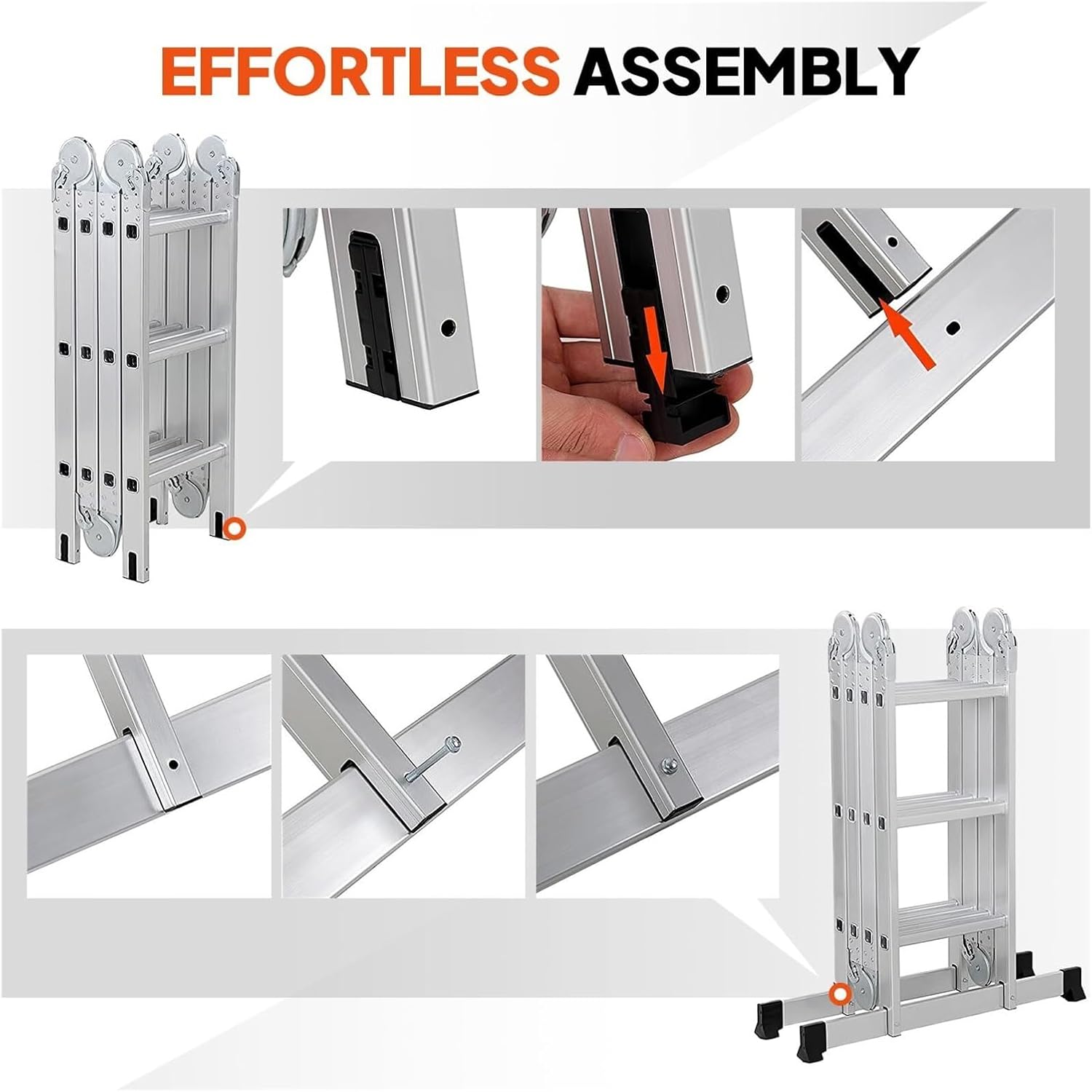 Portable Extension Ladder Multi-Purpose Aluminium Foldable Attic Ladder for Home Improvement and Construction