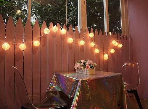 Miniatura 9 de Guirnalda de luces de linterna, luces decorativas enchufables y conectables, para decoración de ambiente interior y exterior, linterna de papel