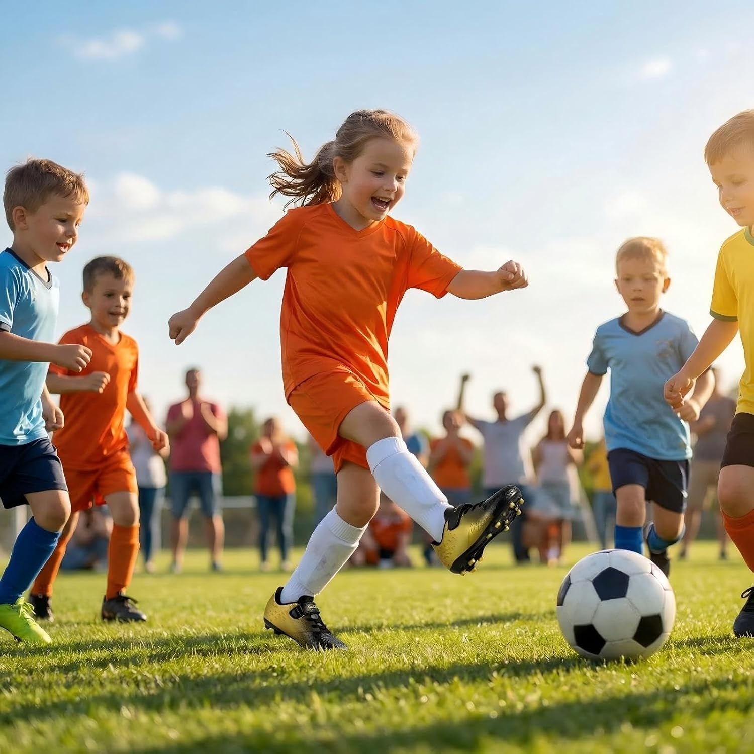 MAIZUN Soccer Cleats Kids Boys Girls Outdoor Athletic Football Shoes