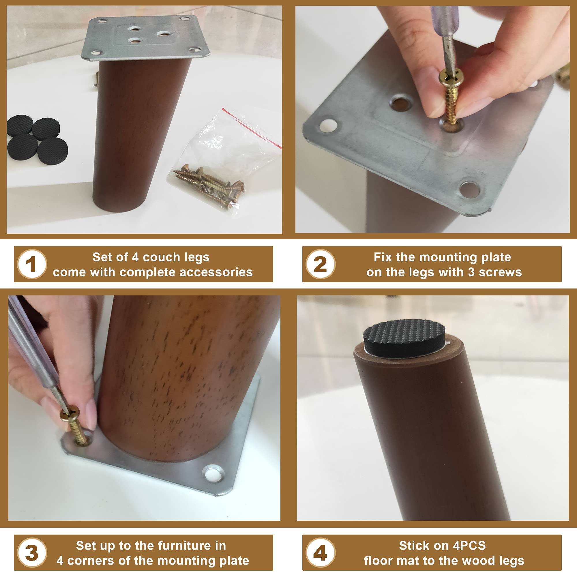 Buy LIANGYUN Wood Furniture Legs 5 inch Mid Century Modern Sofa Legs