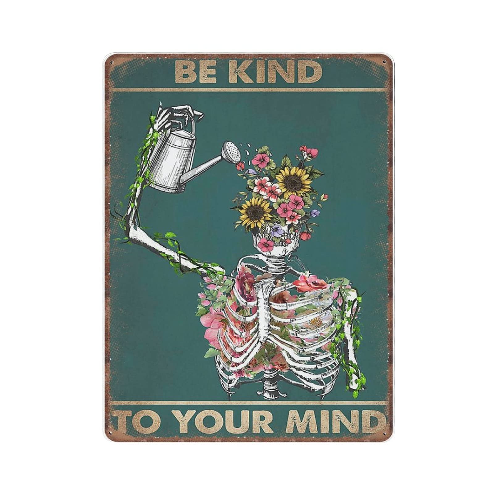 rayprint Be Kind to Your Mind Tin Signs, Garden Art, Wall Decoration, Garden Signs, Colorful Garden Vintage Poster Metal Tin Sign Kitchen Retro Parlor garage Gifts for mom Dad, 30X40cm