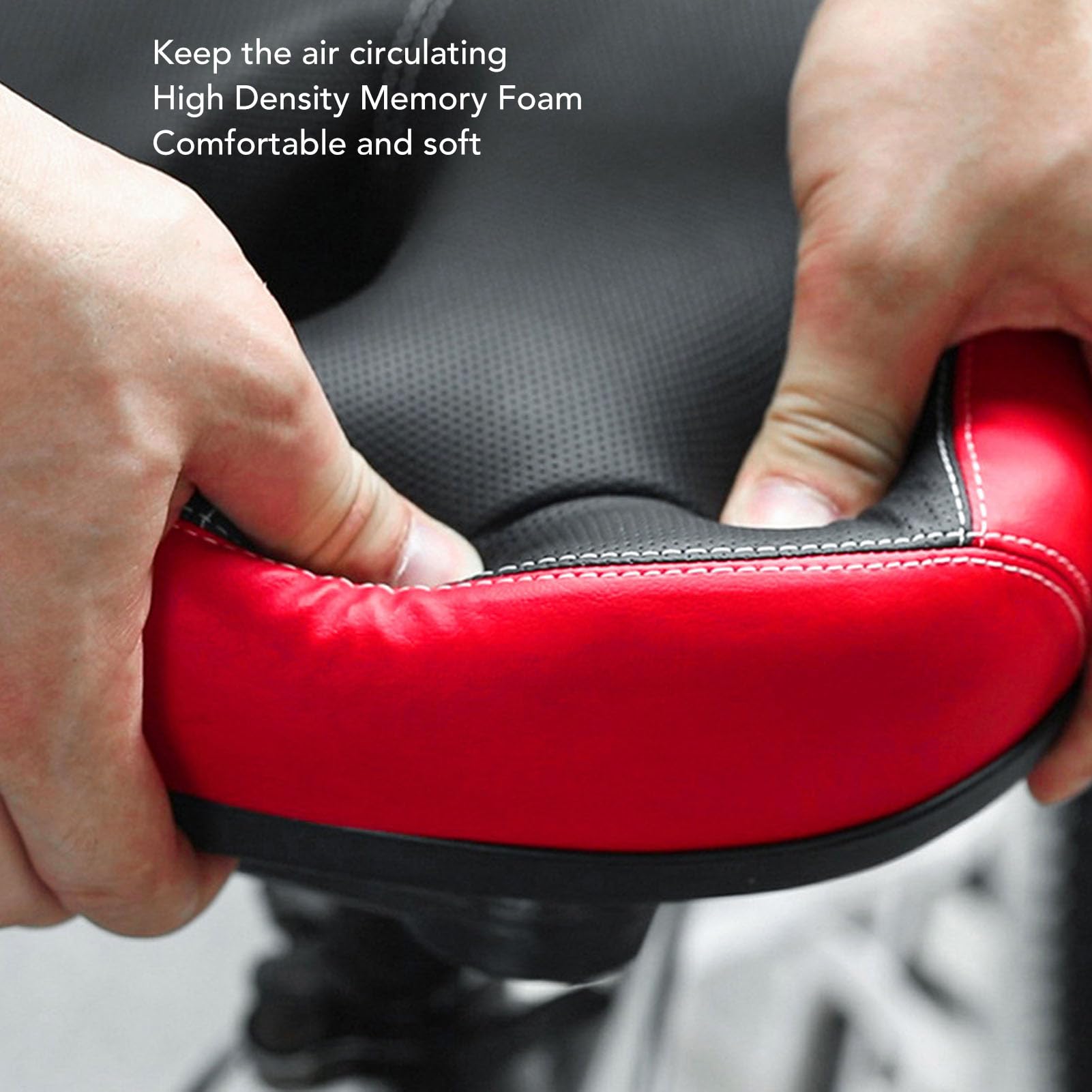 Siège de Vélo Large sans Nez avec Confort en Mousse à Mémoire de Forme, Remplacement de Selle de Siège Creux intégré, Absorption des Chocs pour Les Longues Distances, Rembourrage