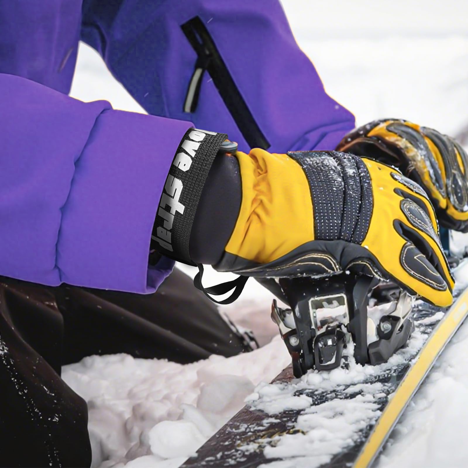 Laisse pour Gants de Ski, Sangle de Sécurité Élastique Réglable, Accessoires de Ski (Noir) 4 Pièces